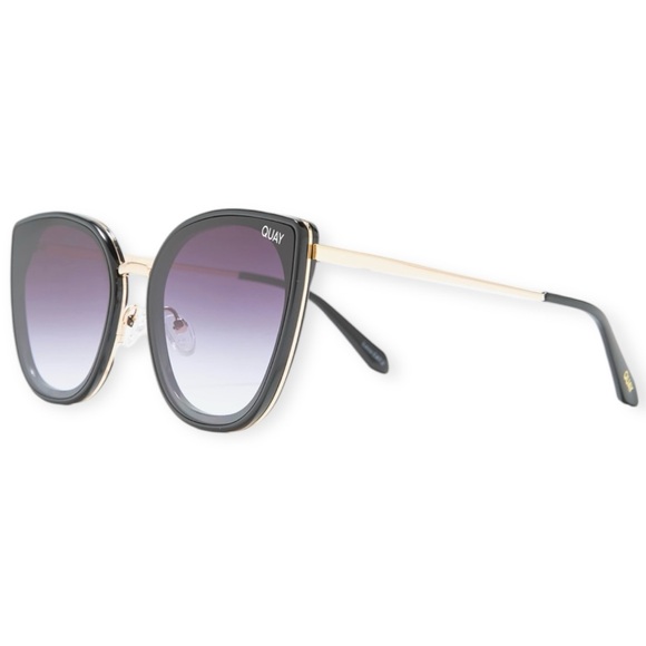 QUAY Flat Out Sunglasses Black Gold Frame Black Gradient Lens NWT - Picture 6 of 13